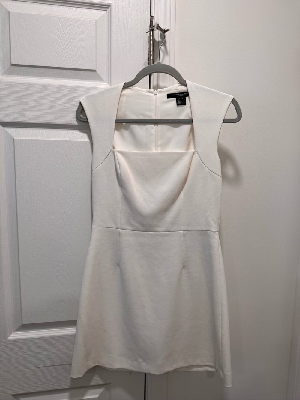 French Connection White Square-Neck Mini Dress